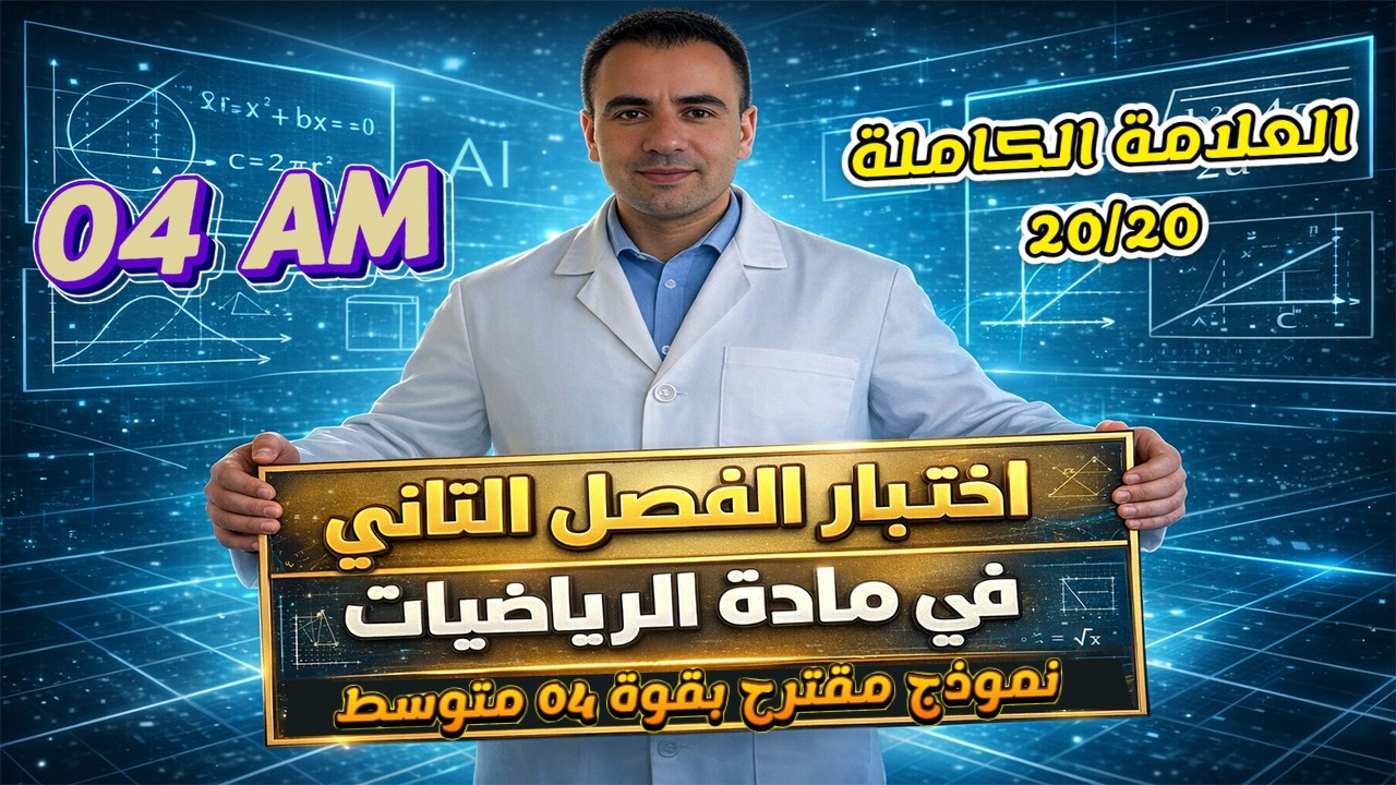 اختبار الفصل الثاني رياضيات رابعة متوسط مراجعة شاملة أقوى نموذج من اجل علامة ممتازة