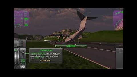 Landing without landing gear in landing mission in turboprop flight simulator