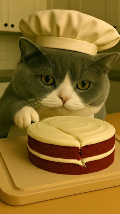 When a Cat Cuts a Red Velvet Cake… 😼🍰🔪 #shorts #cat #cute #cutecat #funny #cake #asmr #viral #trend