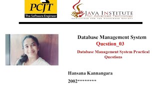 Question Set 03 | Database Management System | Java Institute