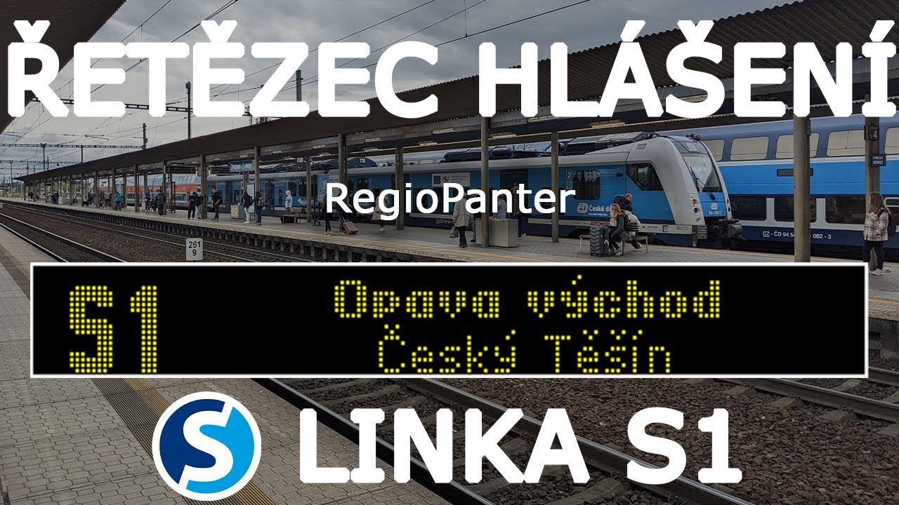Řetězec hlášení linky S1 ODIS • České dráhy - Dny NATO, varianta RegioPanter