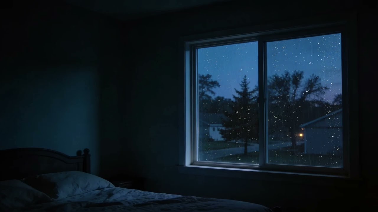 Soft Night Rain Sounds Outside the Bedroom Window for Long Rest