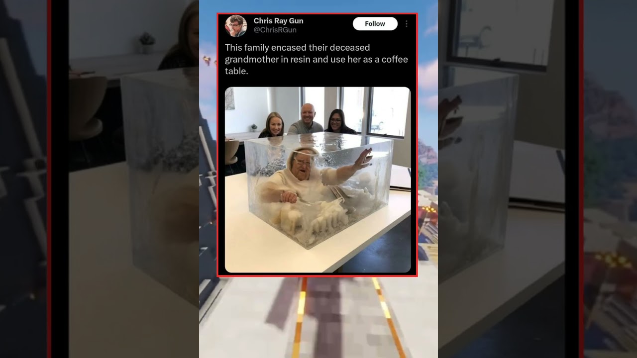 This family encased their deceased grandmother in resin and use her as a coffee table