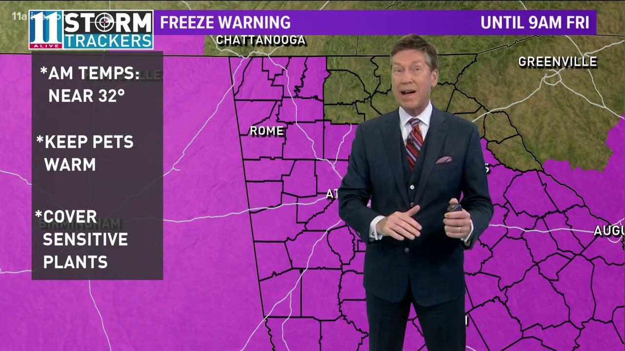 Freeze warning in effect for metro Atlanta and north Georgia - YouTube
