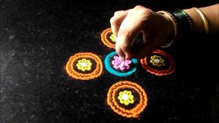 Diwali rangoli designs with colours | easy rangoli techniques with bangles | fingers | cotton buds |