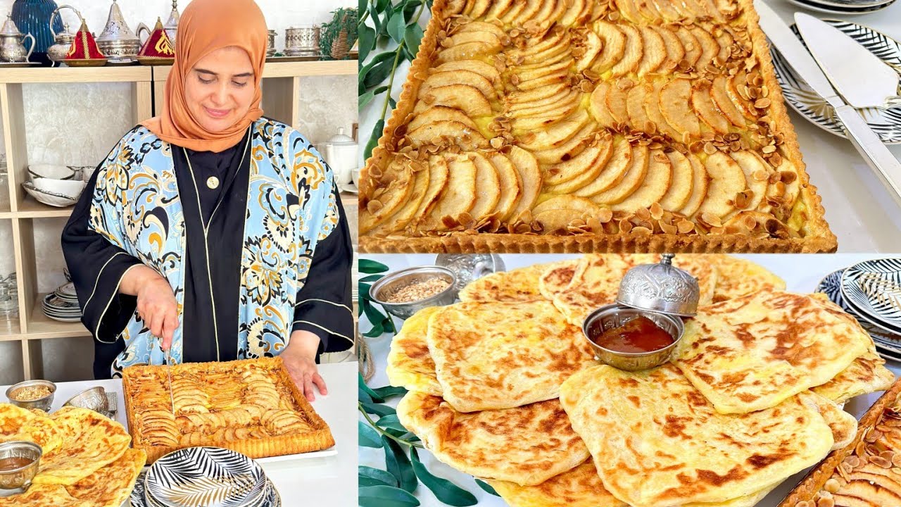 ألذ مسمن بالفرماج شهوة منو مع طورطة بالتفاح رقم ١ عندي