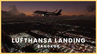 Bangkok Suvarnabhumi airport landing at night | Lufthansa | Cinematic view | Flight simulator 2020