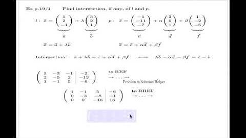 Intersection of line and plane -- via REF