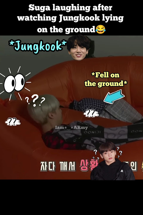 Suga laughing at Jungkook after watching him lying on the ground 😂 #suga #jungkook #bts