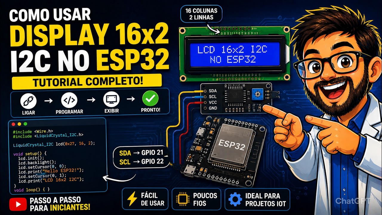 Como Usar o Display LCD 16x2 I2C no ESP32 | Tutorial Completo - YouTube