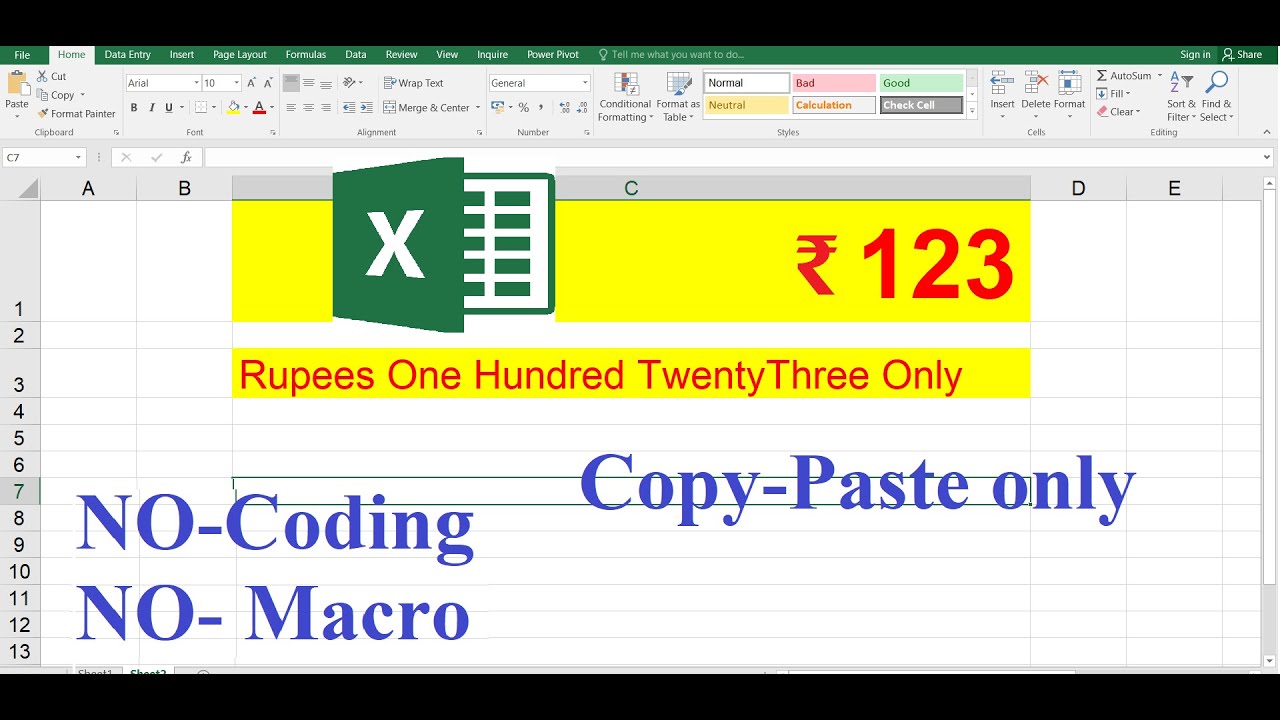 How To Convert Amount In Words In Excel For Rupees Formula Calendar