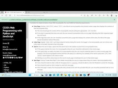 Project Wiki. Project 1 of CS50’s Web Programming with Python and JavaScript( Shortened version)
