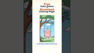 Pig On A Swing Hanging From A Tree🖍️ Free Coloring Page Online!