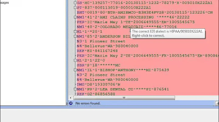HIPAA 837P 5010X222A1