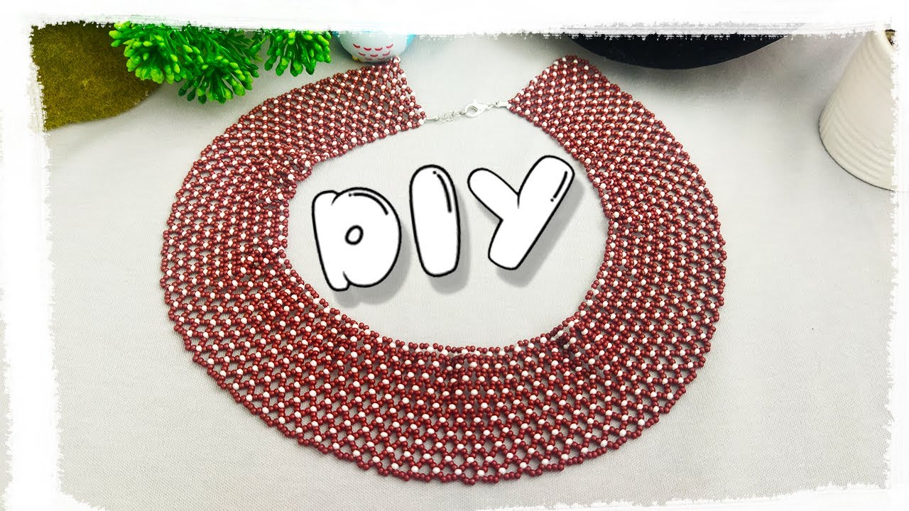 DIY КОЛЬЕ ИЗ БИСЕРА. КОЛЬЕ СЕТОЧКА из бисера. Бисероплетение.