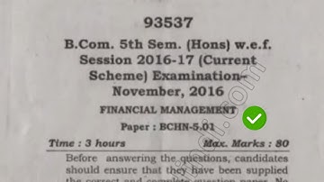 Mdu Bcom Hons 5th Sem Financial Management Question Paper #MduQuestionPaper
