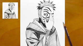 How to draw Obito Uchiha from Naruto || Step by step anime drawing || Easy Obito sketch
