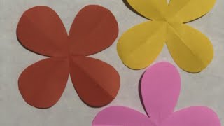 How to make 4 petal Paper flower : พับดอกไม้ 4 กลีบง่าย ๆ ตกแต่งบอร์ด | krununa