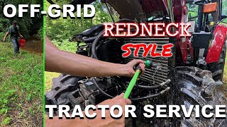 IMPROVISE! Off-Grid Servicing the Tractor! I have a Creek?