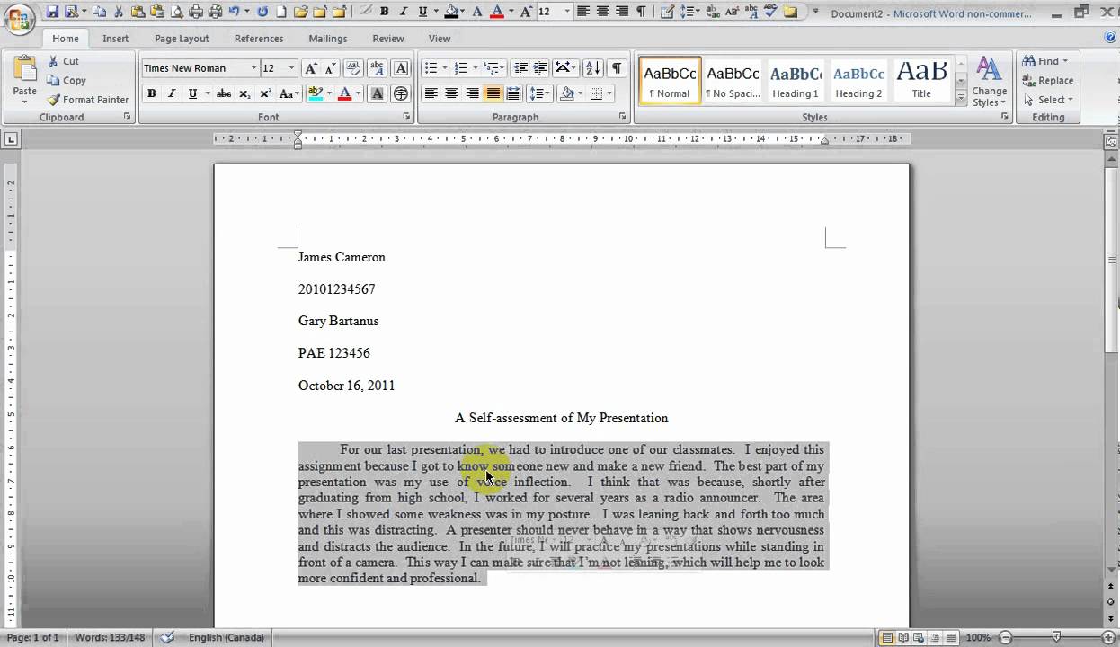 word processor essay