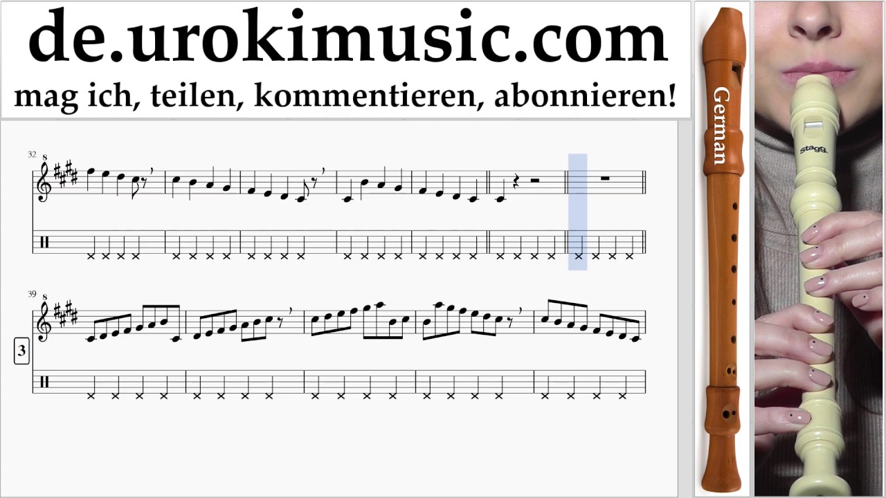 Blockflöte Lernen G. 257ers - Holz Tabulatur Teil#1 um-995 - YouTube