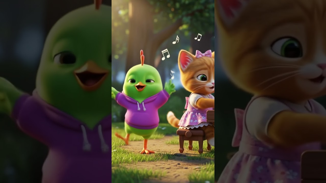 Funny Bird and Cat Music Moment | Cute 3D Animation for Kids 🎶. 🎹