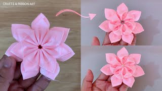 งานดอกไม้ริบบิ้นที่น่าทึ่ง - การออกแบบดอกไม้ปักมือ - เคล็ดลับการตัดเย็บ - การทำดอกไม้อย่างง่าย