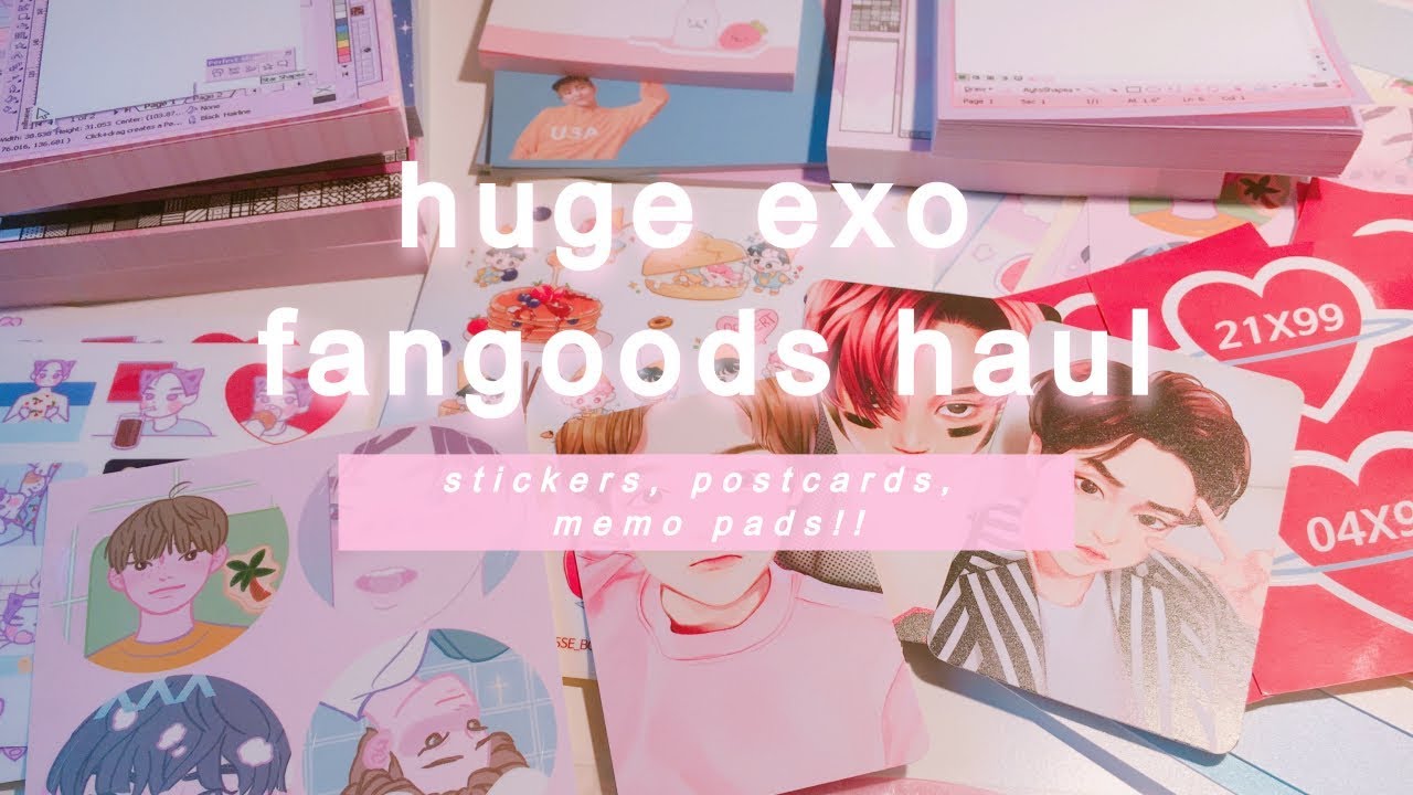 🌟 huge exo fan goods haul | stickers, postcards, memo pads 🌟