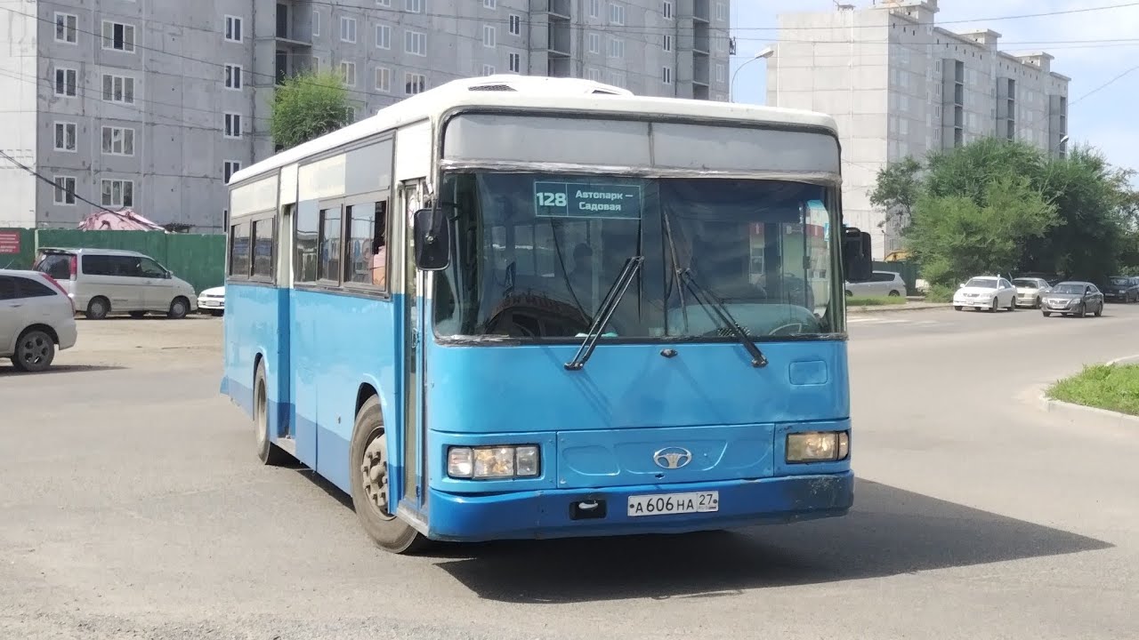 Хабаровск. Поездка на автобусе Daewoo BS106(Busan) . Дачный маршрут 128.