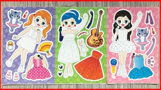15 THẺ HÌNH DÁN CÔNG CHÚA TIỂU THƯ MẶC VÁY ĐẦM DẠ HỘI - Sticker doll so cute (Chim Xinh)
