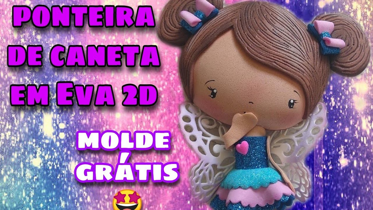 PONTEIRA DE LÁPIS BONEQUINHA 2D | MOLDE GRÁTIS