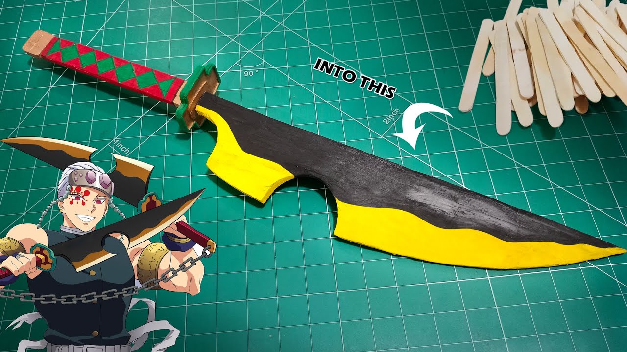 Making Tengen Uzui Swords Using Popsicle Sticks | Demon Slayer Art