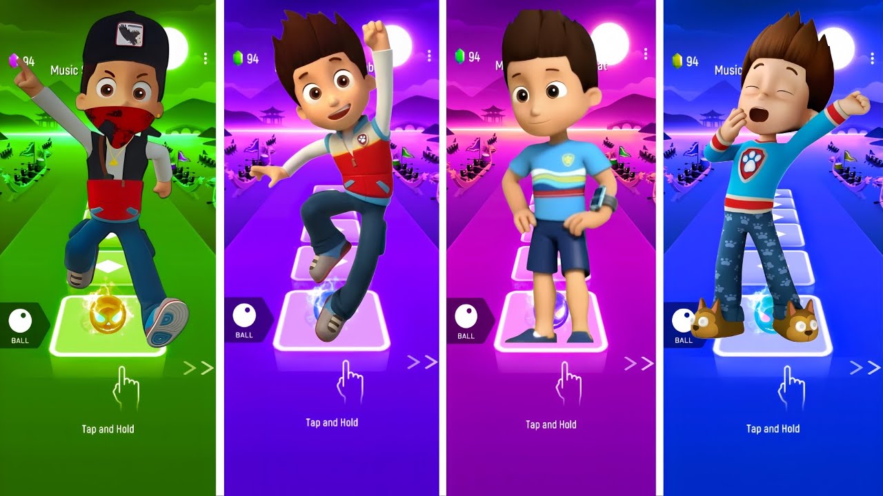 Ryder Paw Patrol VS Marshall VS Rubble Paw Patrol VS Paw Patrol - Tiles Hop EDM Rush