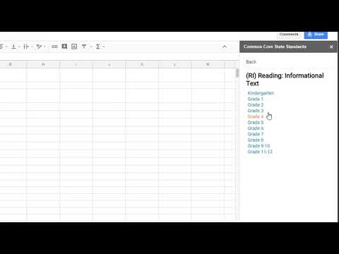 Common Core State Standards Google Sheets Add-On