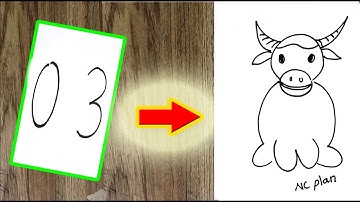 Vẽ trâu Tân Sửu với số 03 đơn giãn/ NC Plan