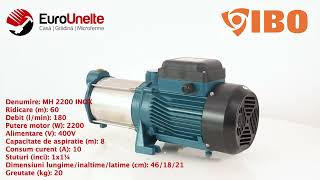 POMPA DE SUPRAFATA MULTIETAJATA IBO DAMBAT MH 2200 INOX 400V, 2200W, 180L/MIN, H REFULARE MAX 60M