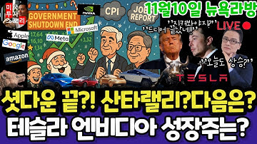 미국주식/셧다운 조정 끝? 전기차 인공지능 반도체/테슬라 엔비디아 구글 애플 아마존 메타 마이크로소프트 팔란티어 아이온큐 리게티 브로드컴 오라클 코어위브 슈마컴 UNH LLY 노보
