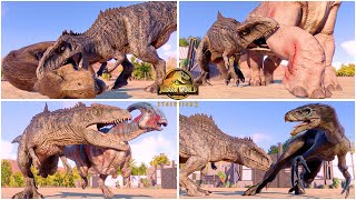 Dominion Giganotosaurus VS All Dinosaurs Killing & Hunting Animations  Jurassic World Evolution 2
