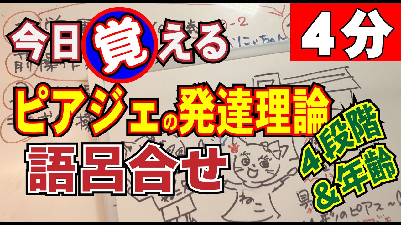 今日覚える ピアジェの発達理論４段階 年齢 語呂合わせ作ったよ これなら忘れない 繰り返し唱えて覚えよう 心理 看護 保育 福祉の国家試験講座 Youtube