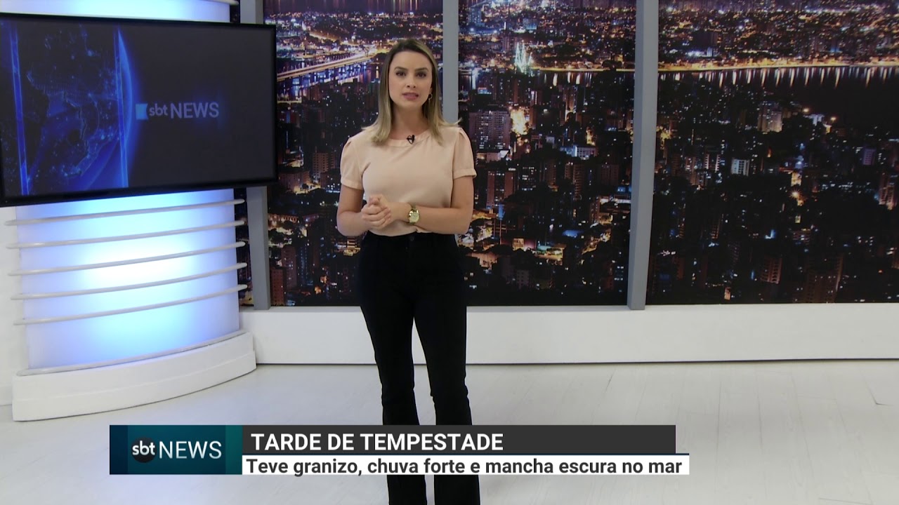 Tarde de tempestade: teve granizo chuva forte e mancha escura no mar