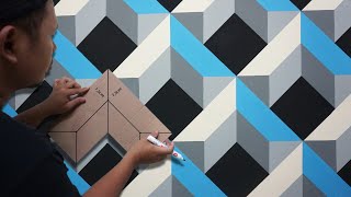 Optical illusion 3D Wall Painting || mengecat dinding 3D mudah dan murah untuk pemula