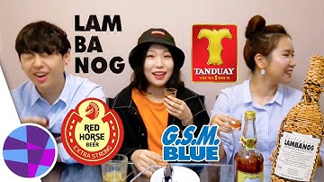 KOREANS TRY FILIPINO ALCOHOL 🇵🇭🇰🇷 LAMBANOG, RED HORSE, TANDUAY, GSM BLUE | EL