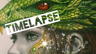 Fascinating Timelapse: Women and Dragon Coloring with Pencils. #art #timelapse