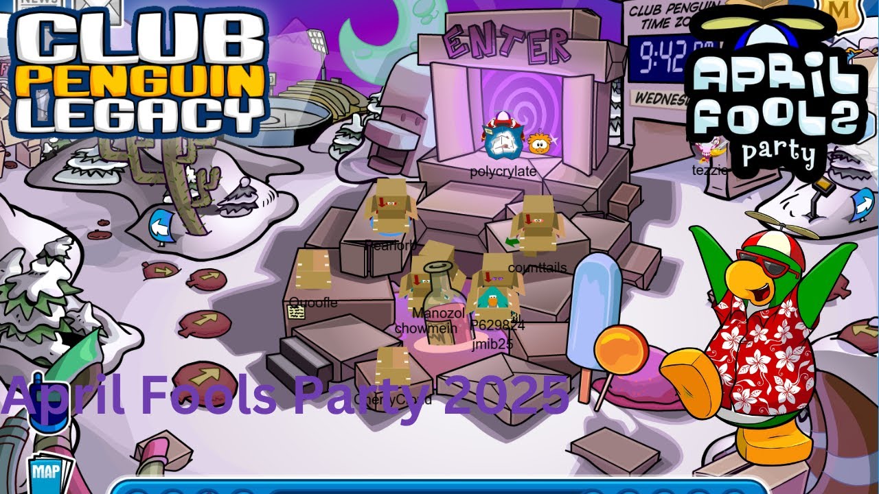 Club Penguin Legacy: April Fools Party 2025 + Quests Part 1 + Scavenger Hunt