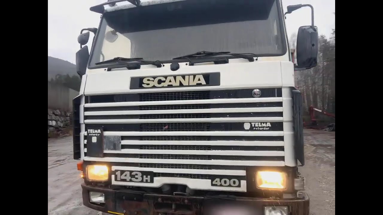 1990 Scania R143 H 6x2 Timber truck Repair object w/ 14t/m Hiab crane