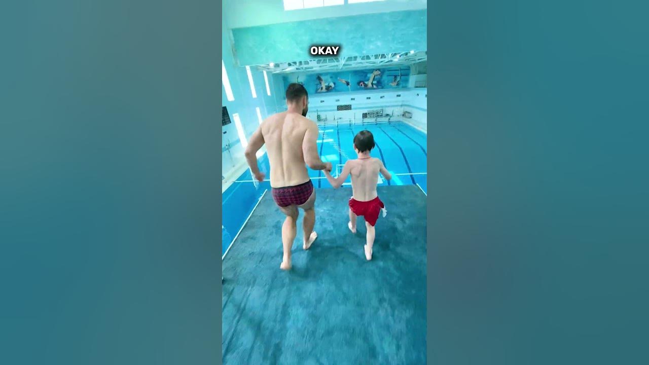 Son and Dad at the swimming pool 😳 Part 1  #swimming #waterpark #sonanddad