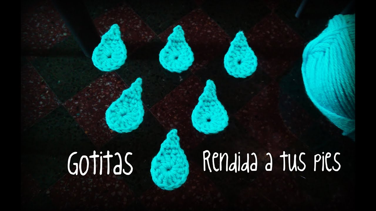 Apliques de gotitas a crochet.