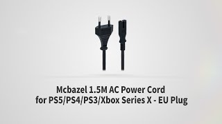 Mcbazel 1.5M AC Power Cord for PS5/PS4/PS3/Xbox Series X - EU Plug