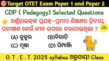 OTET 2025 CDP SELECTED QUESTIONS । CDP MOCK TEST 1
