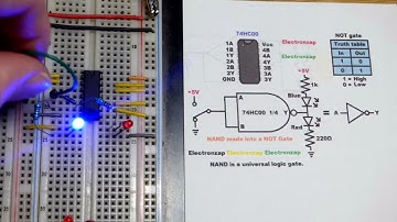 NAND made into NOT gate demo circuit by Electronzap for learning electronics shorts 82
